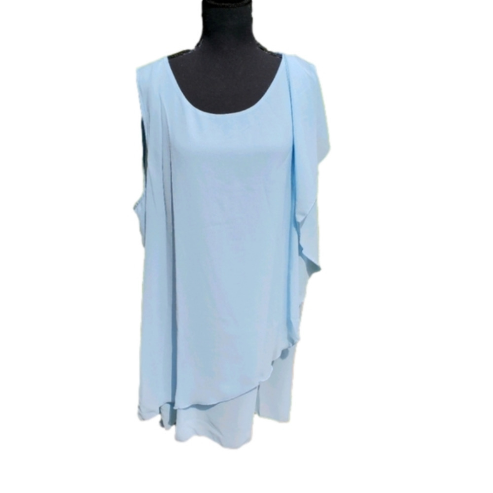 Sheer flowy blue tanktop NWOT 3X PLUS